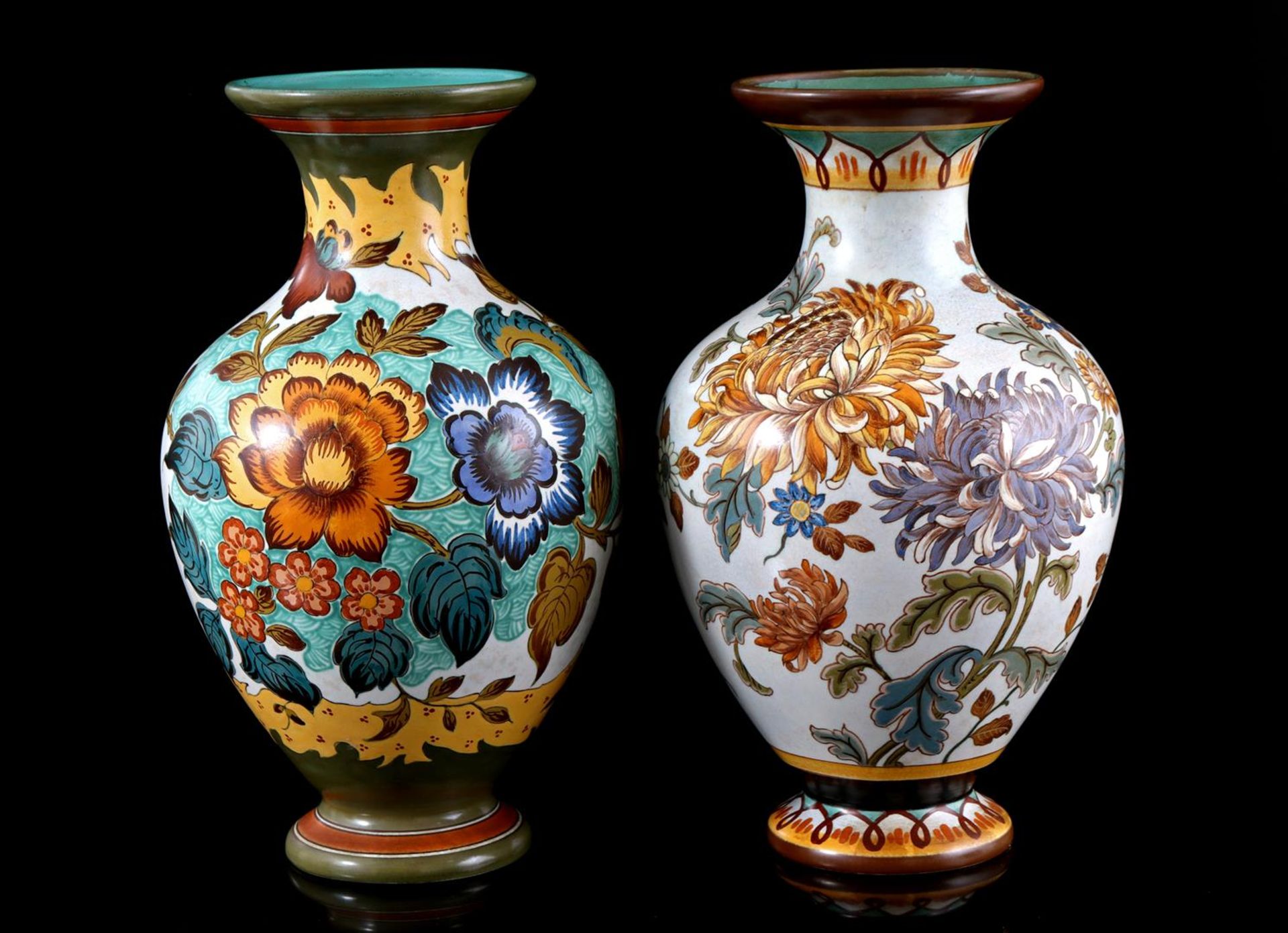 2 Royal Plazuid Gouda pottery vases 