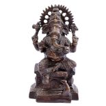 Bronze statue of seated Ganesha