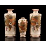 Satsuma 2 vases with a decor of women in a landscape