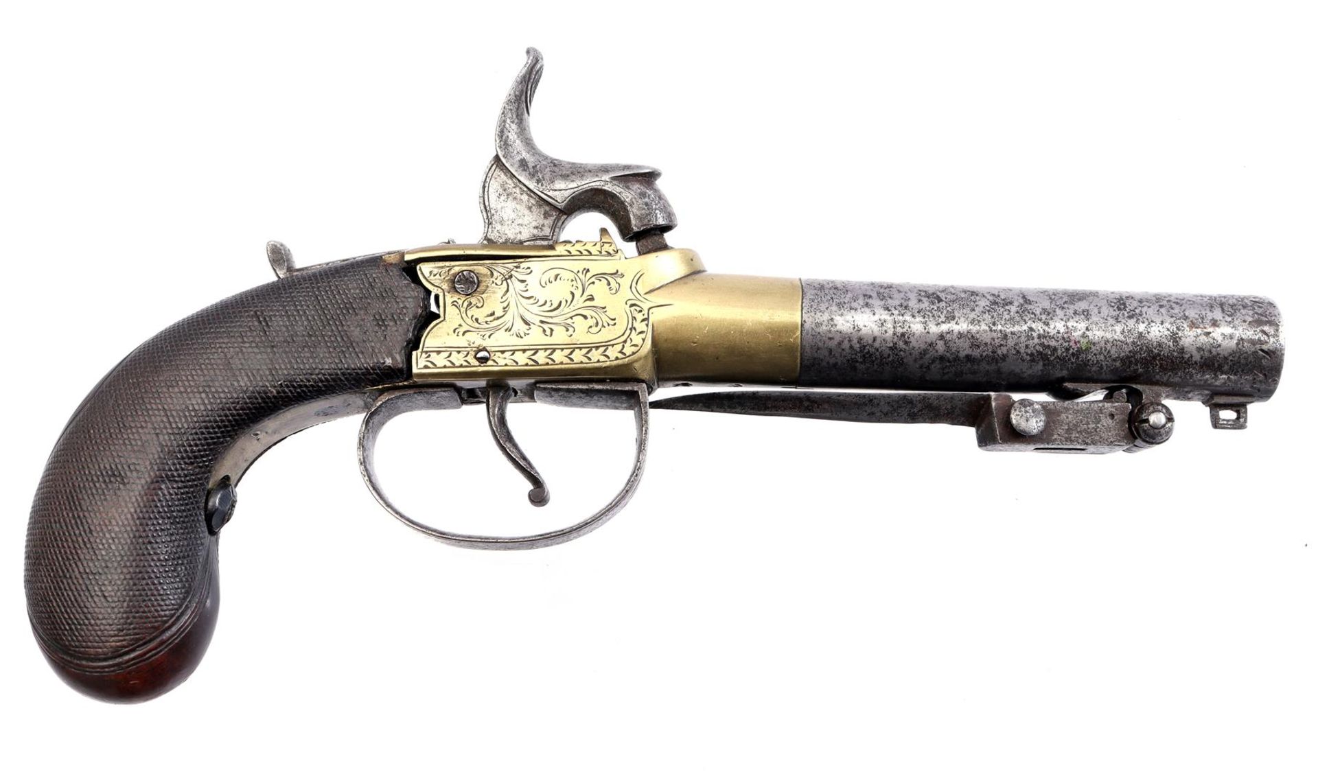 Metal and brass percussion pistol 