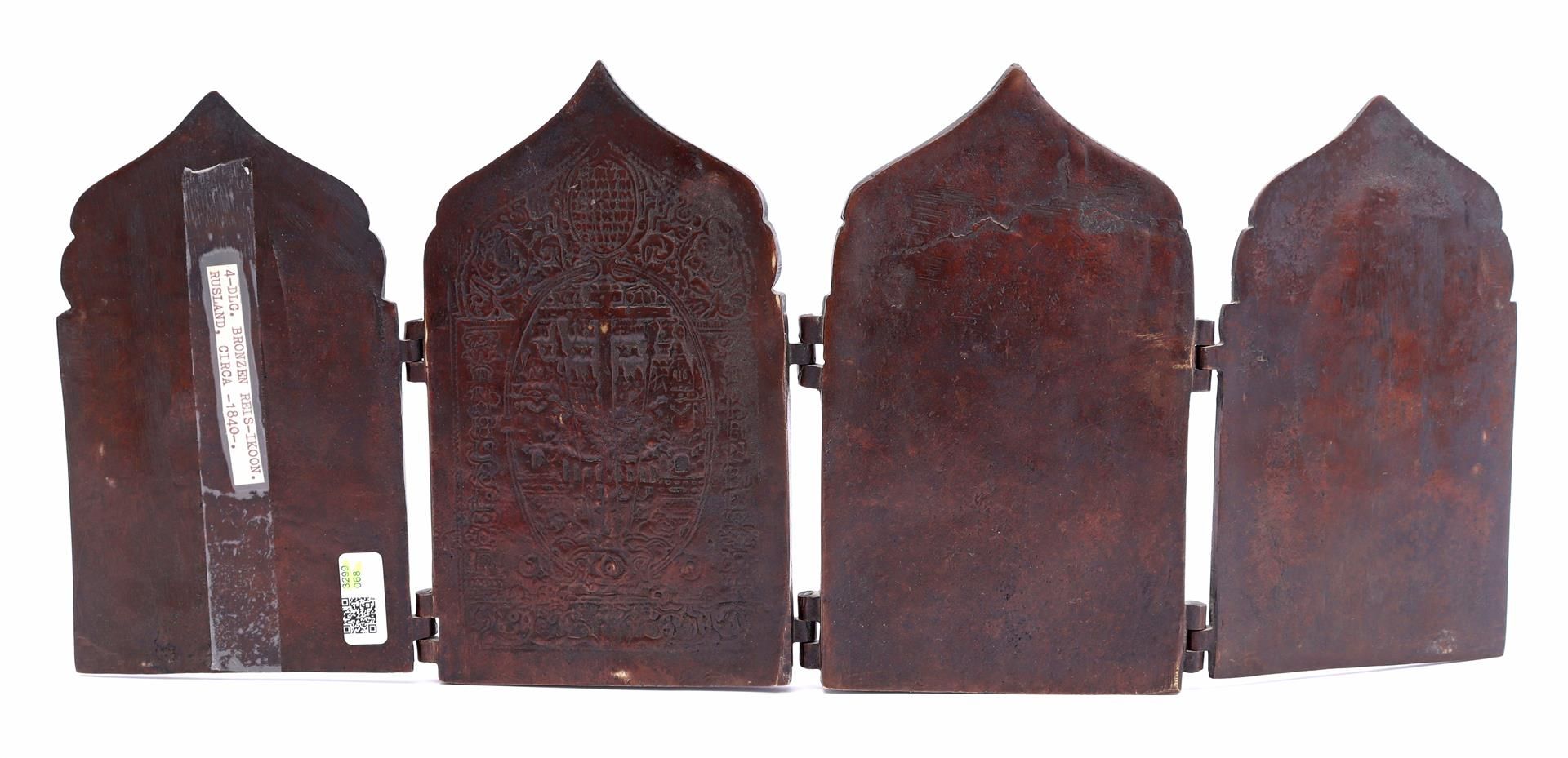 Bronze four-panel icon with various religious scenes, Russia - Image 6 of 7