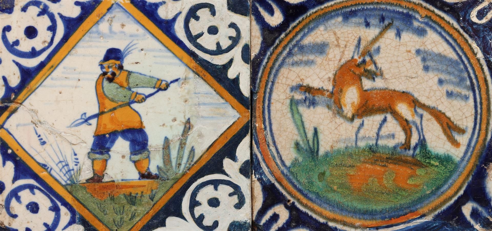 4 polychrome colored tiles - Image 2 of 4