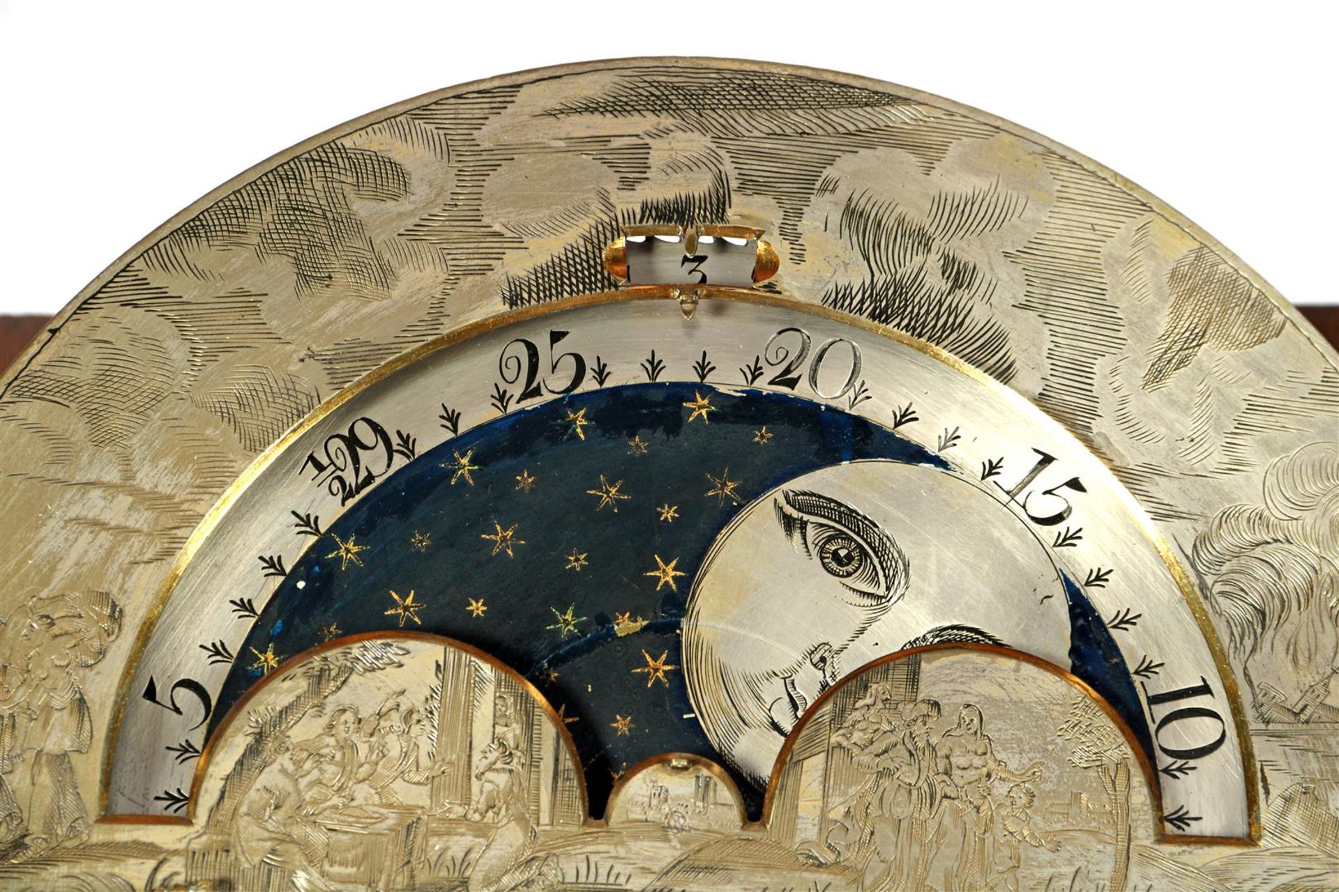 Standing watch with movement with beautifully etched representation, moon phase… - Bild 4 aus 5
