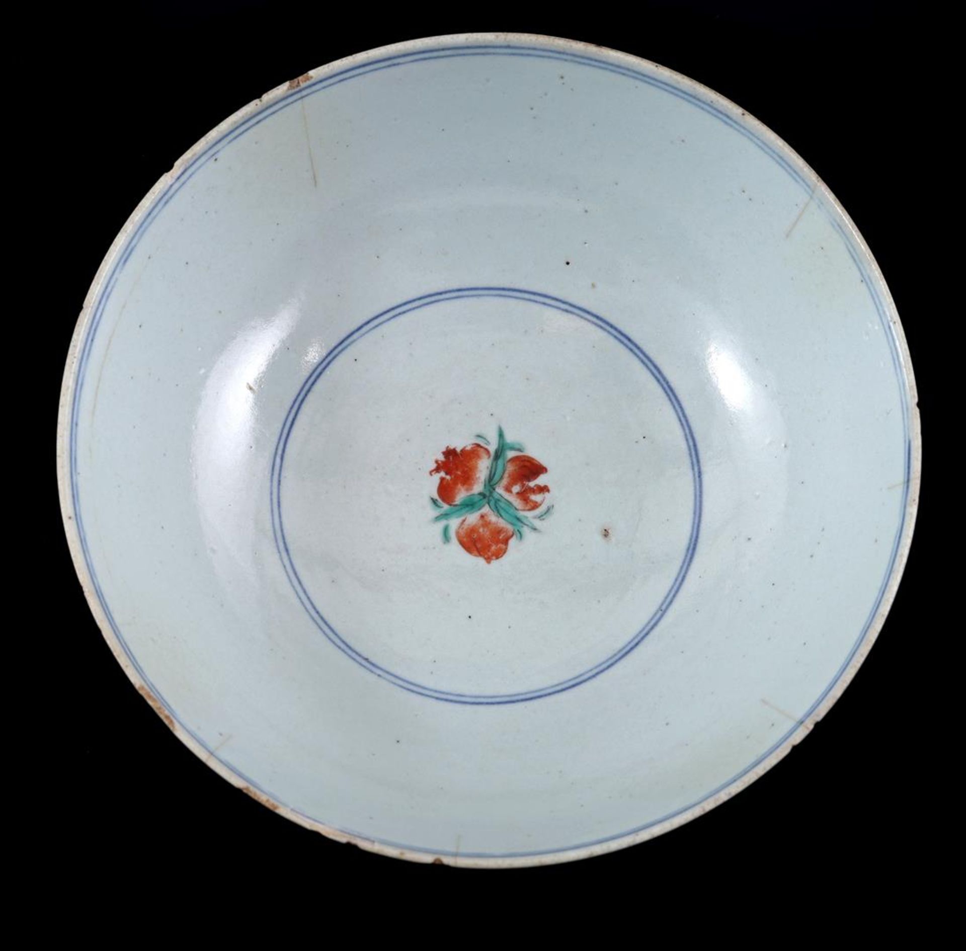 Porcelain bowl with polychrome floral decoration, butterflies and signs - Bild 2 aus 4