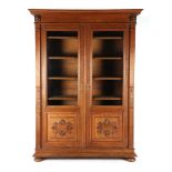 Oak Pander 2-door cabinet with stitching and glazed doors