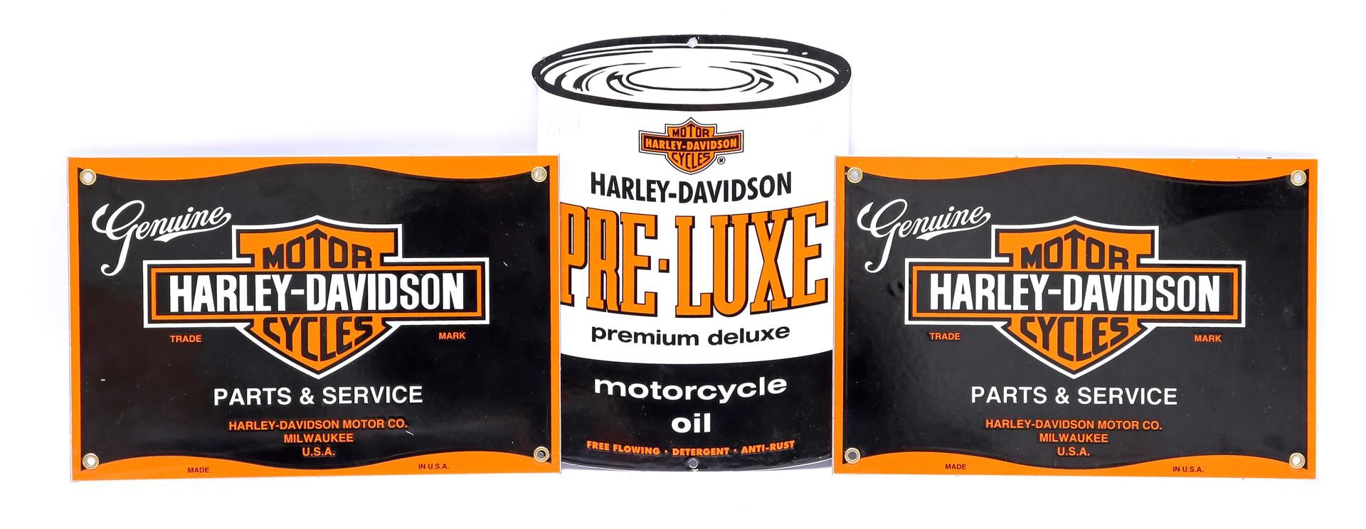 3 enamelled advertising signs Harley Davidson