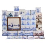 Lot b.u.28 18th and 19th century glazed earthenware tiles