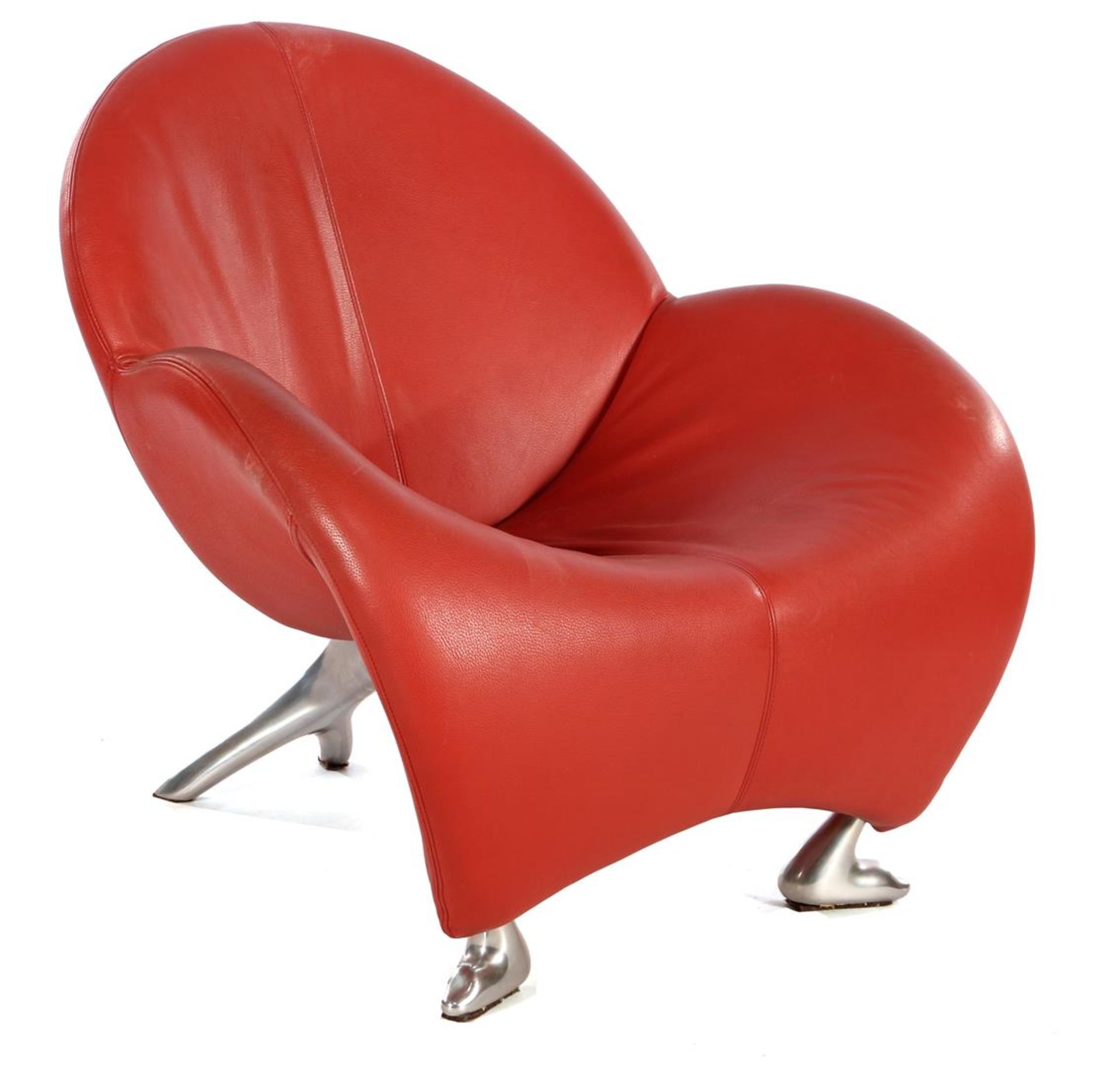 Jan Armgardt (1947-) Organic red leather bucket seat