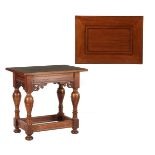 Oak Neo Renaissance style table with stitching and marquetry piping