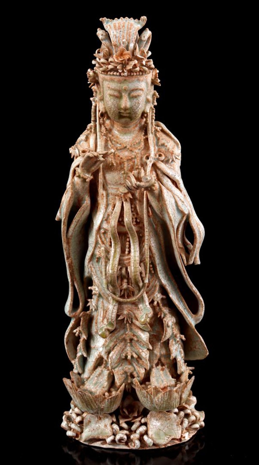 Glazed earthenware statue of a standing Quanyin, China ca. 1900