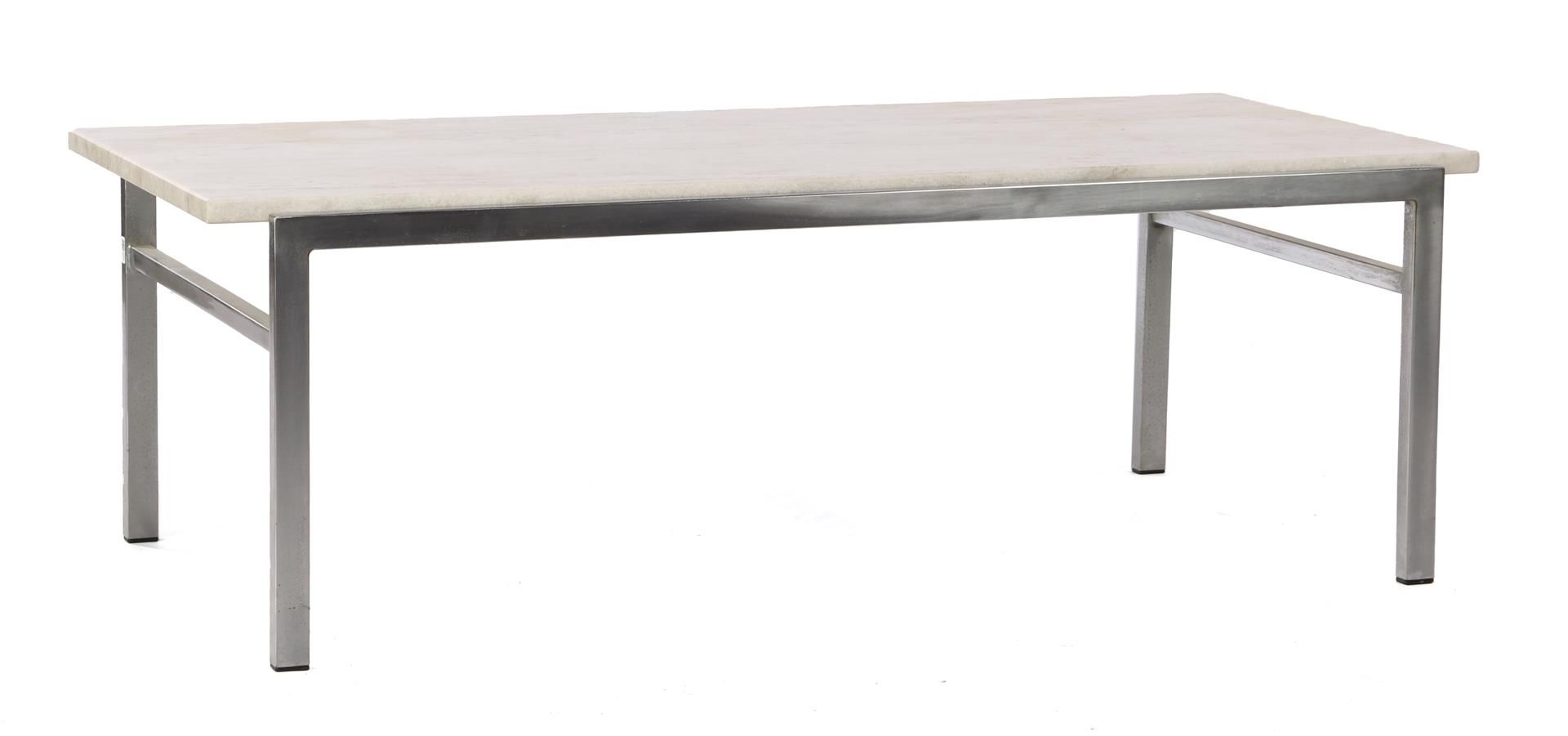 Coffee table with natural stone top on chrome base
