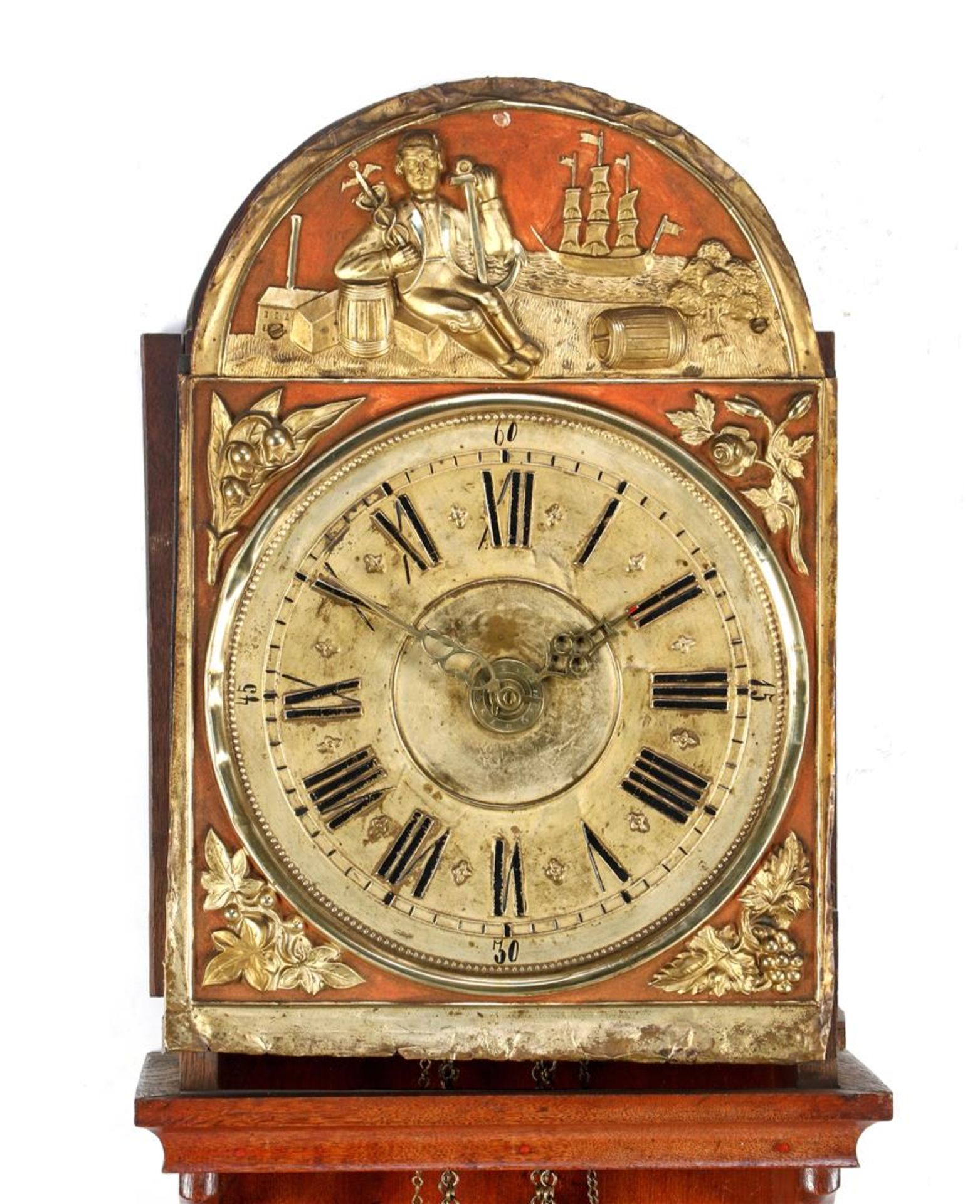 Frisian tail clock in oak case, dial decorated with driven copper - Bild 2 aus 3