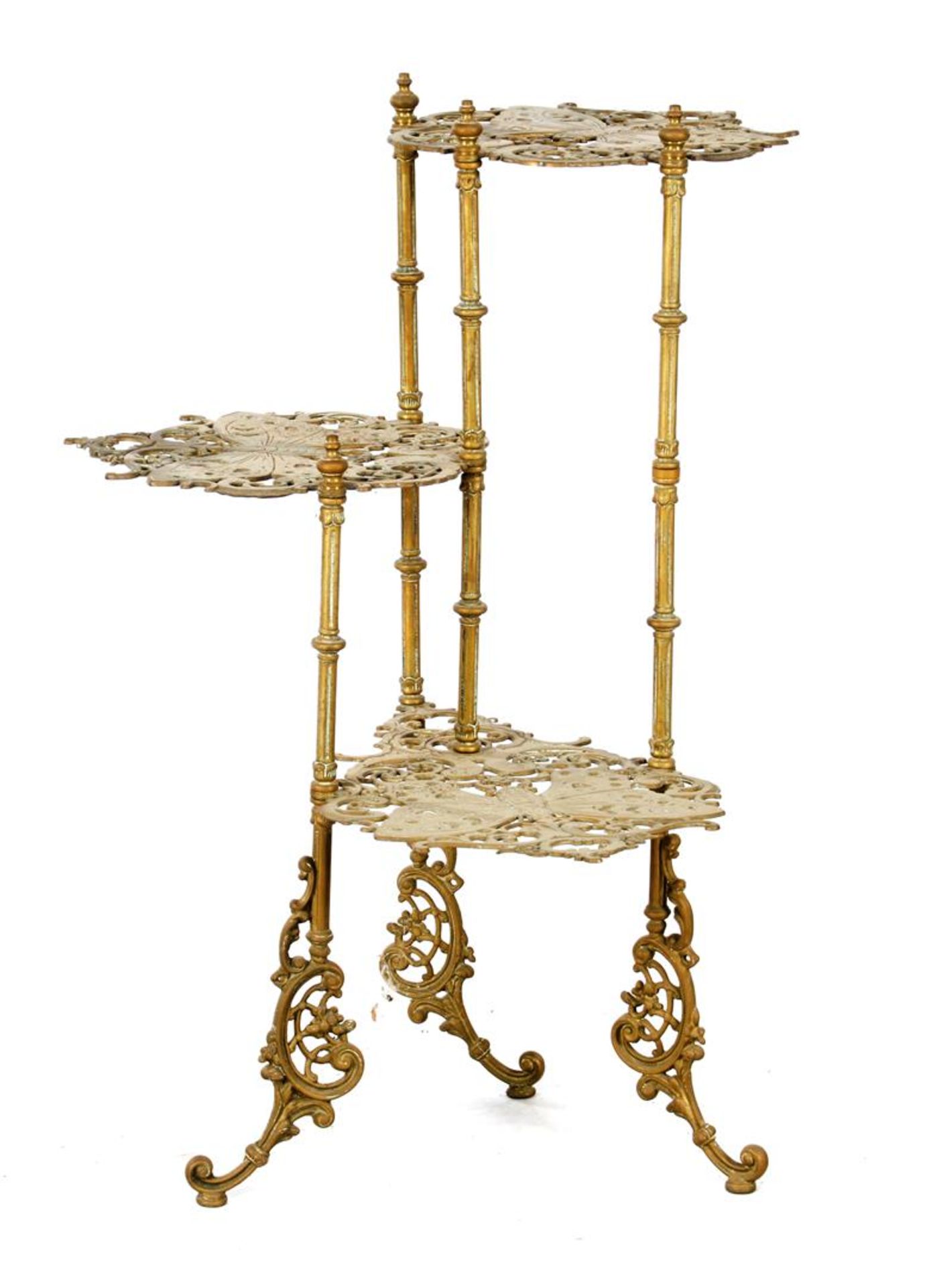 Brass 3 shelf etagère with butterflies