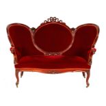 Mahogany Biedermeier butterfly sofa with beautiful stitching