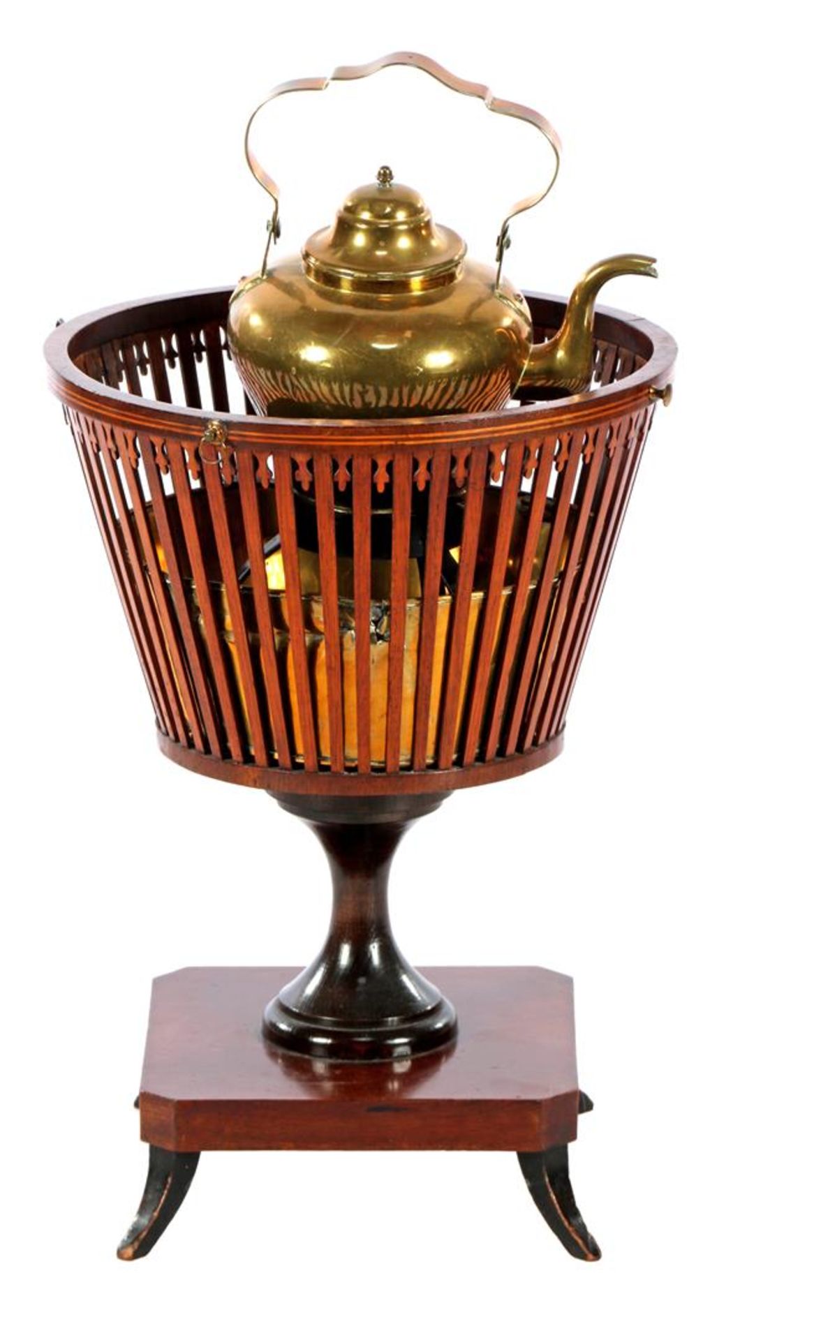 Walnut slatted tea stove with copper inner container