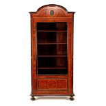 Walnut veneer 1-door cabinet with marquetry