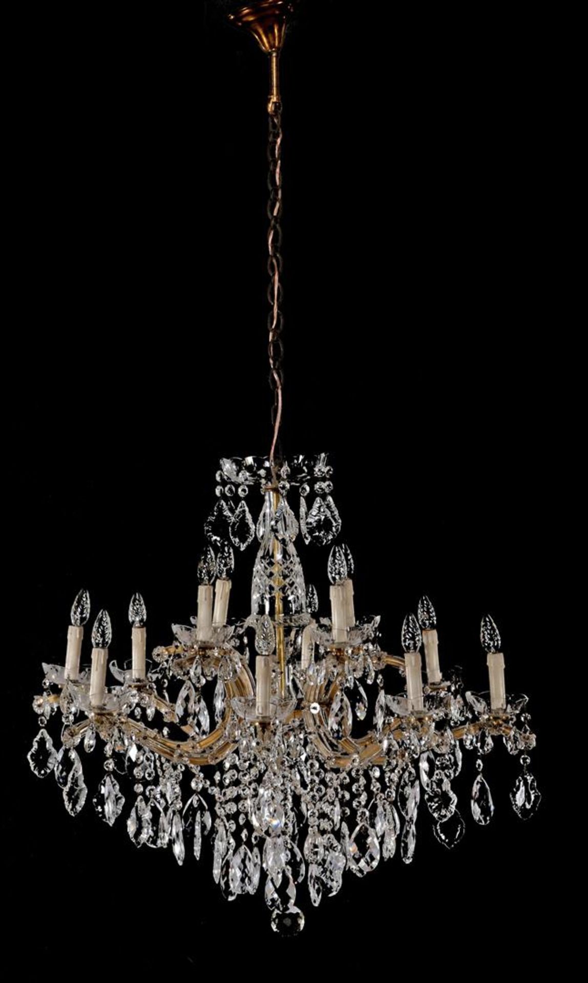 Crystal cut 12-light double chandelier