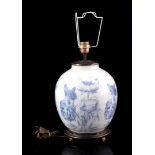 Porcelain table lamp with flower and butterfly decor