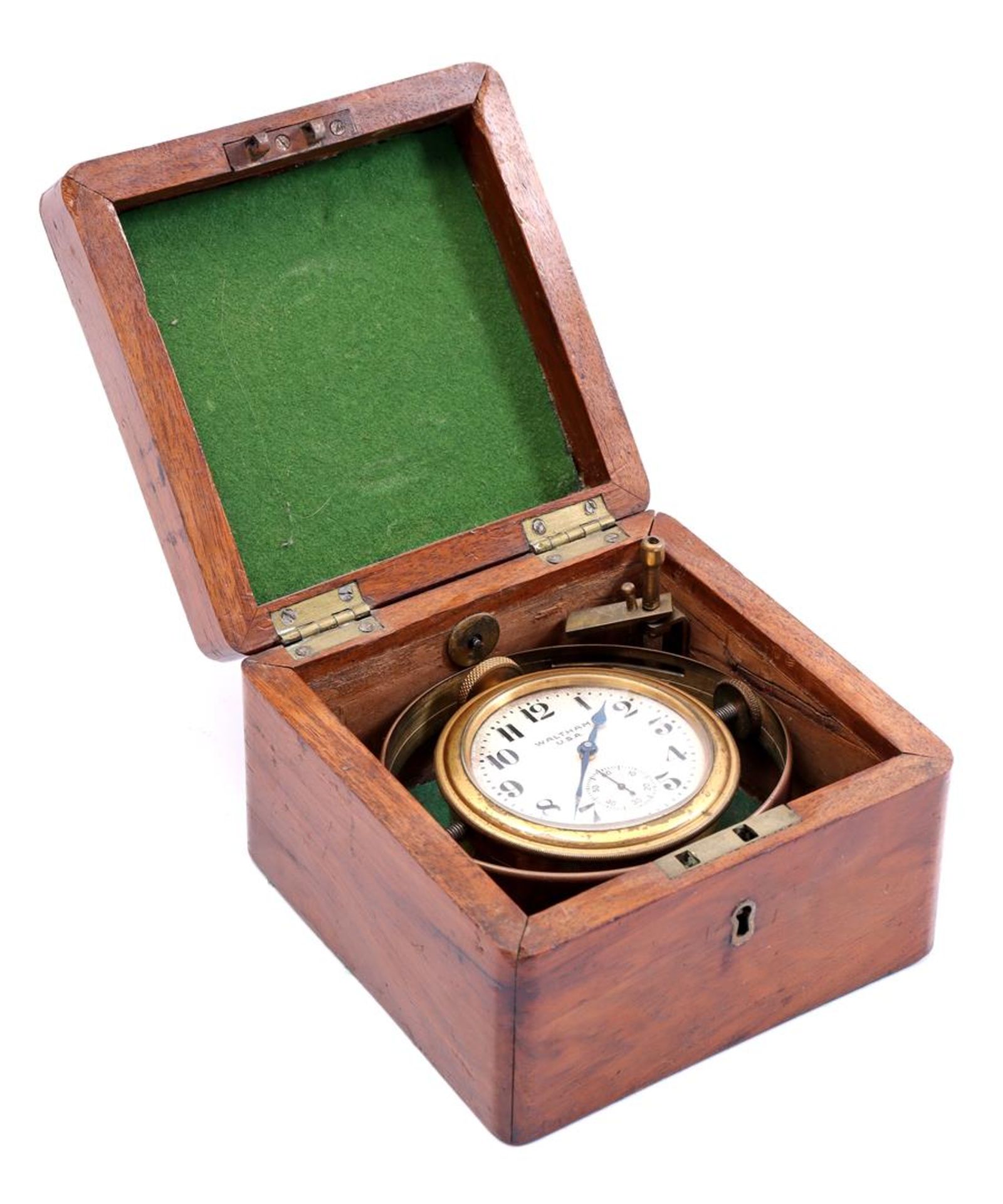 Waltham Watch Co. 8 days maritime chronometer in mahogany case