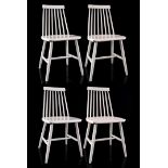 Ilmari Tapiovaara (1914-1999) 4 white lacquered plywood bar chairs