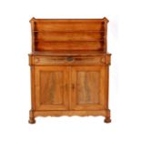 Mahogany veneer on oak folding buffet with half-filled columns