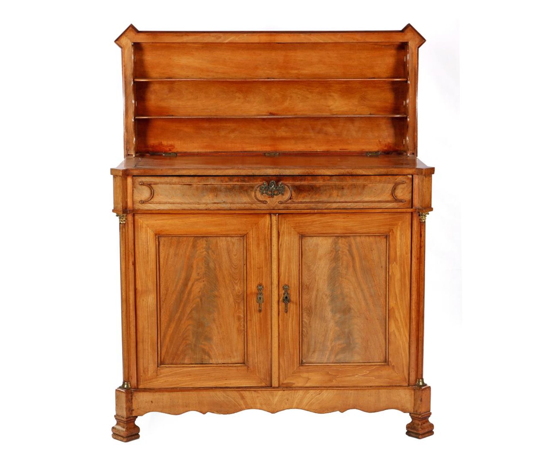 Mahogany veneer on oak folding buffet with half-filled columns