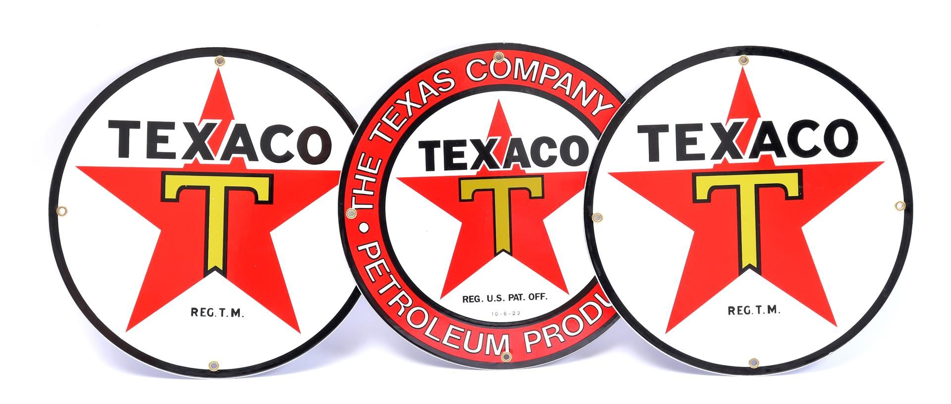 3 enamelled advertising signs Texaco