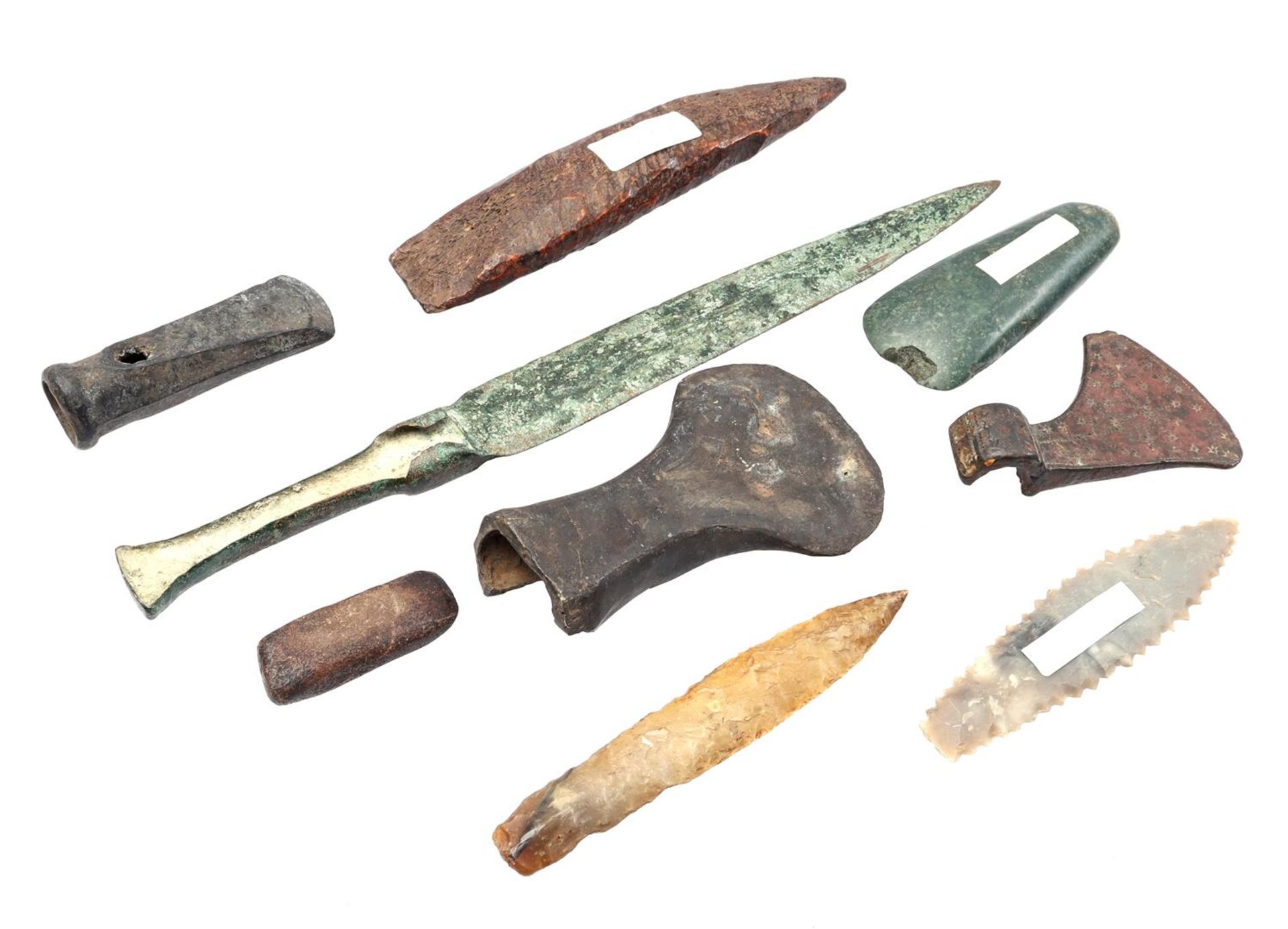 9 stone or bronze parts for stabbing or battle weapons - Bild 2 aus 3