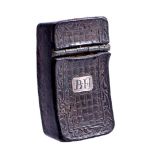 Miniature leather box with flap and monogram