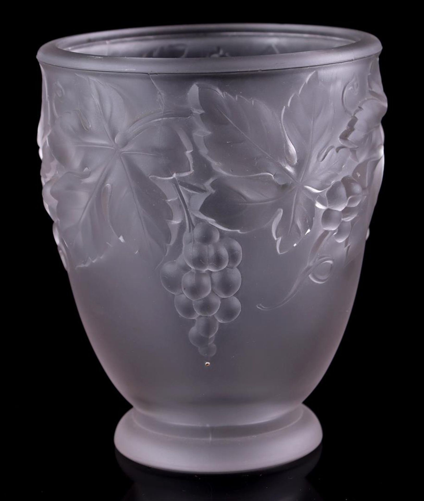 Etling Art Deco glass vase with a decor of vines 