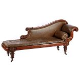 Mahogany veneer English sofa with stitching and leatherette upholstery