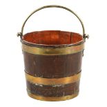 Oak bucket with brass straps and handle