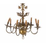 Bronze 8-light globe chandelier with double eagle on top