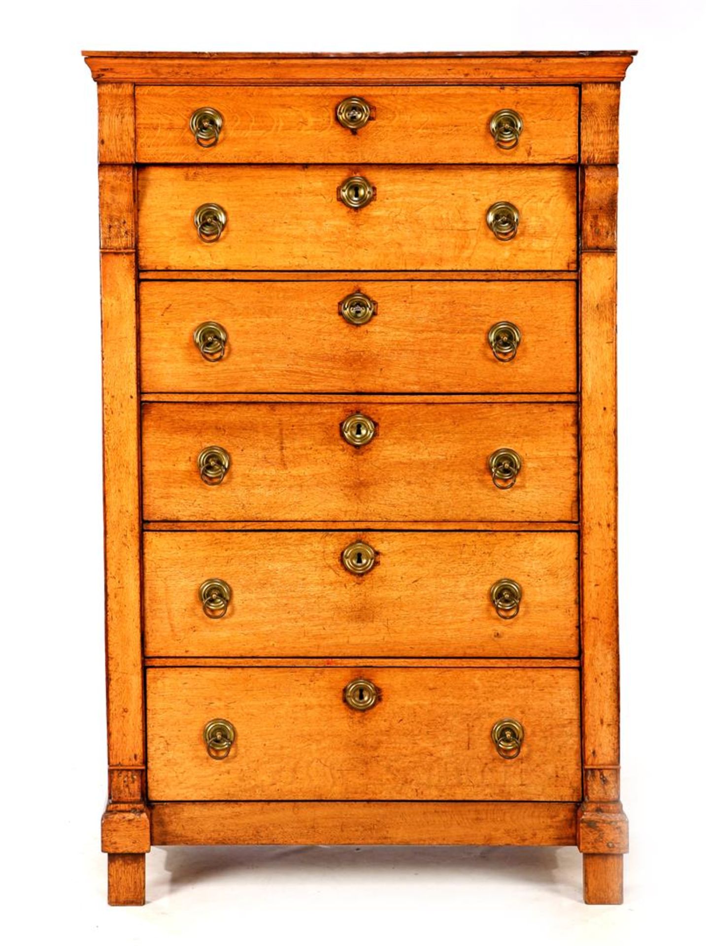 Oak 6 drawer chiffonniere, early 19th century