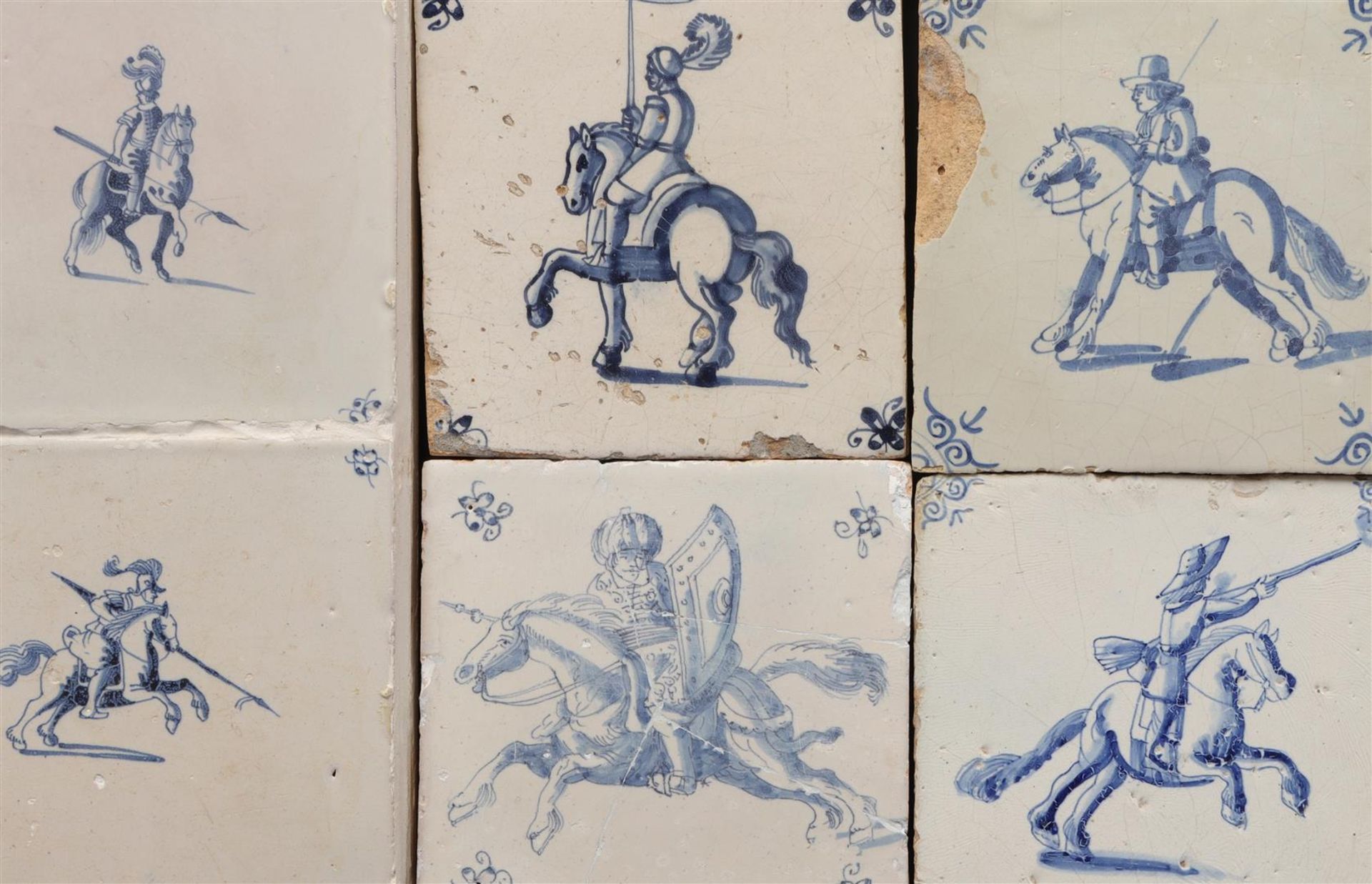 6 blue and white colored earthenware tiles  - Bild 4 aus 4