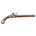 Walnut and metal flint pistol with ramrod and brass fittings