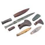 9 stone or bronze parts for stabbing or battle weapons