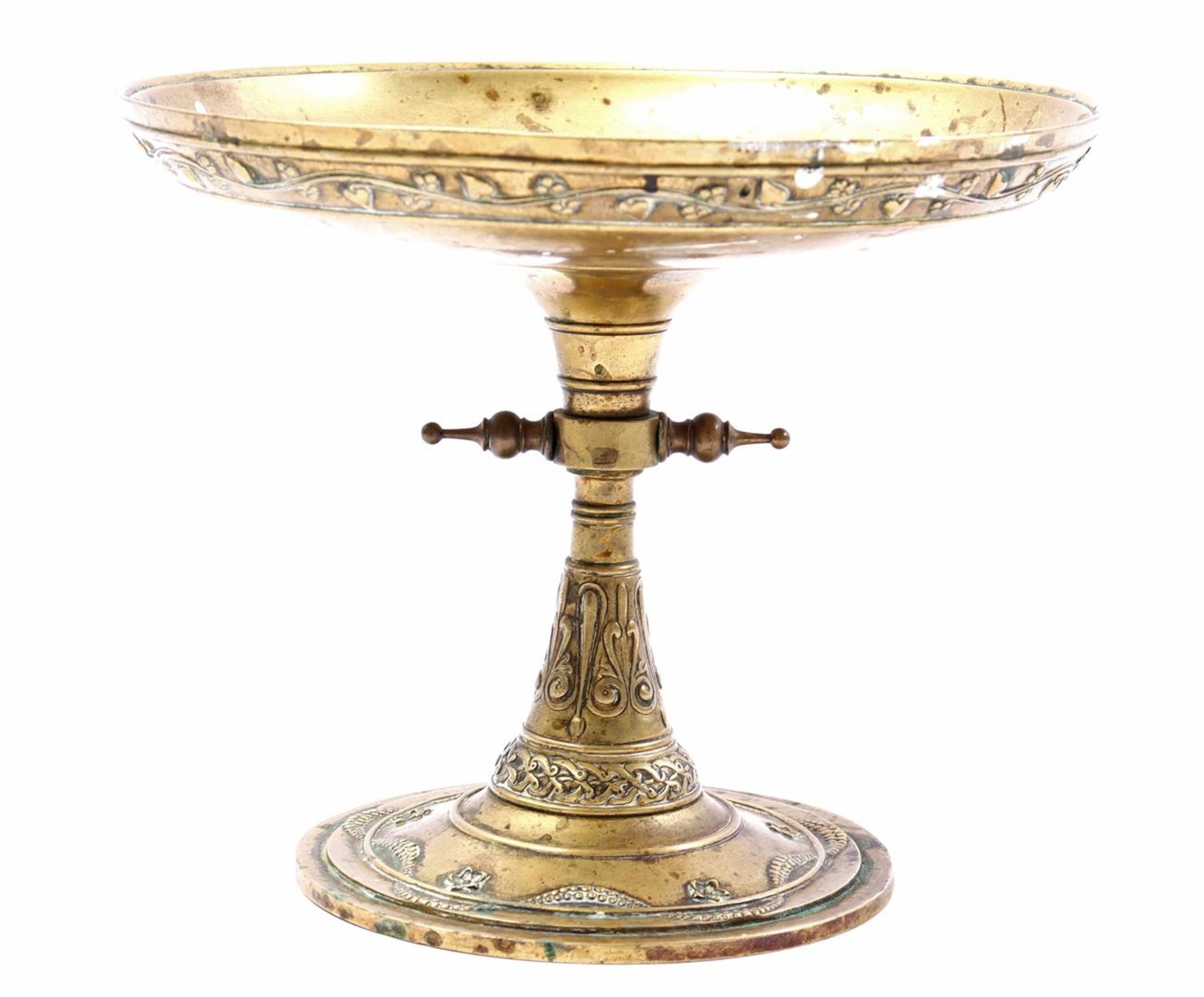 Brass ornately decorated fruit bowl