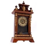 Walnut table clock with brass details