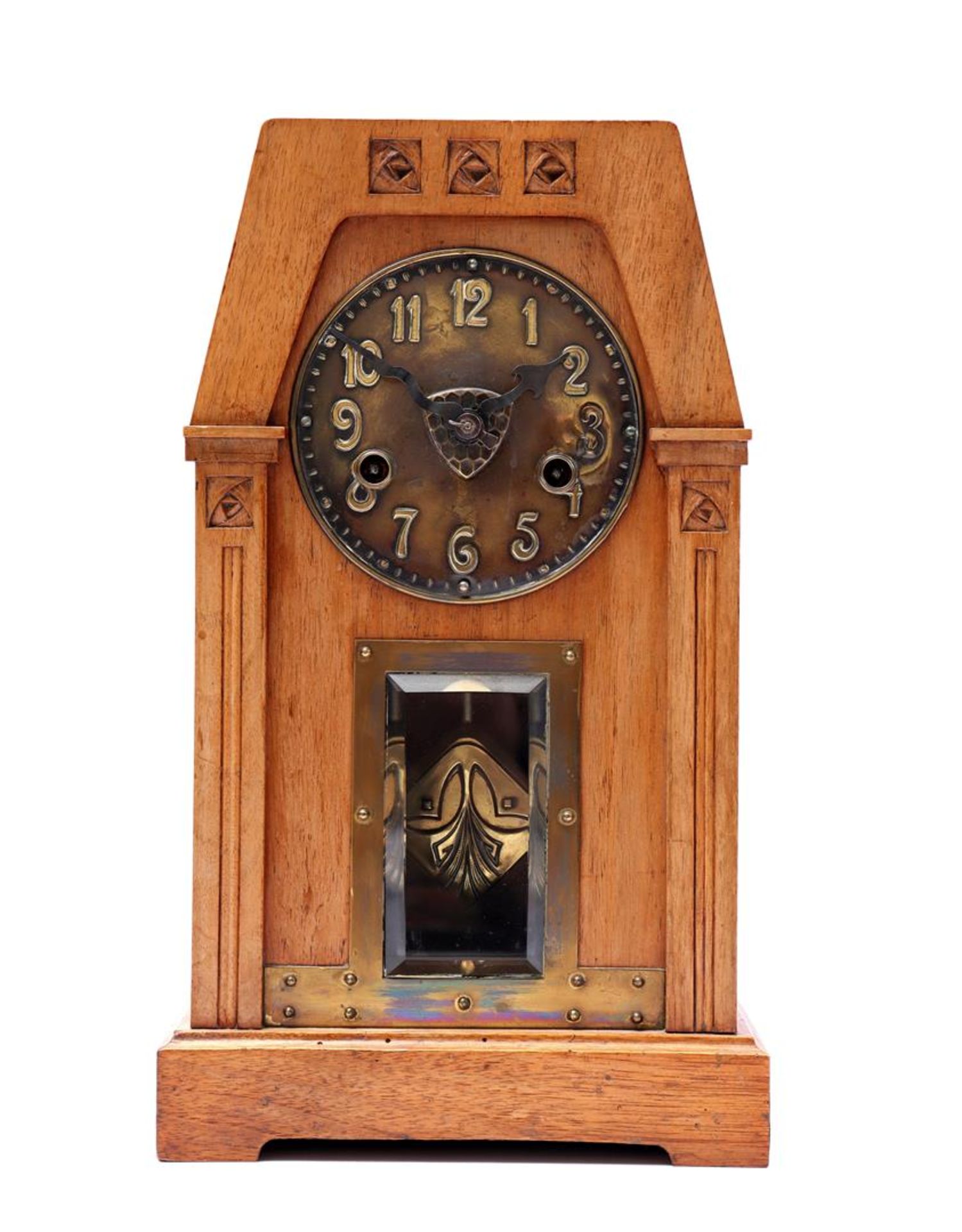 Walnut Jugendstil table clock 