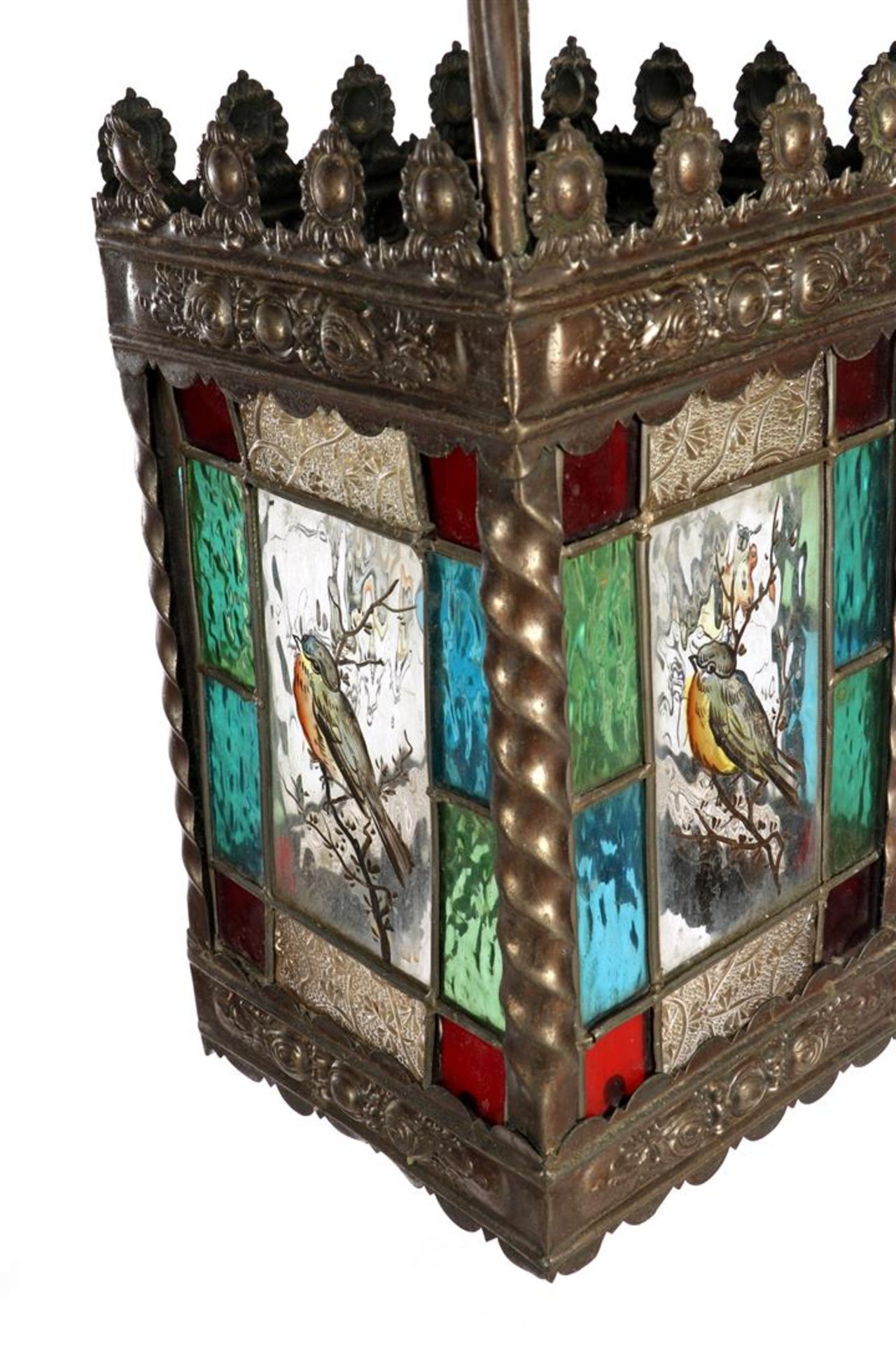 Stained glass hall lamp with colored glass - Image 2 of 3