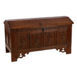 Oak blanket chest with saddle-shaped lid, Holland