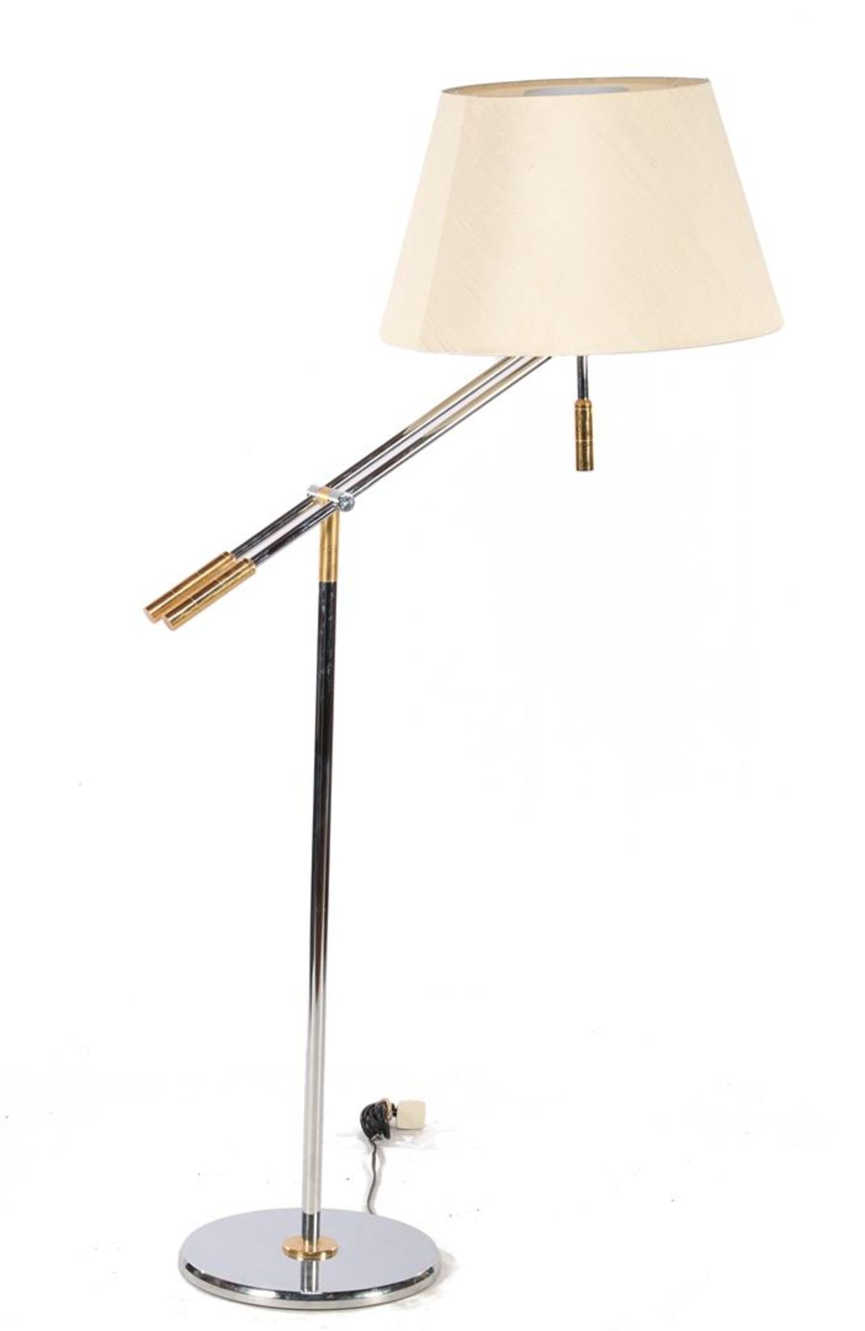 Brass and chrome-plated floor lamp