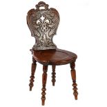 Antique oak side chair with carved décor