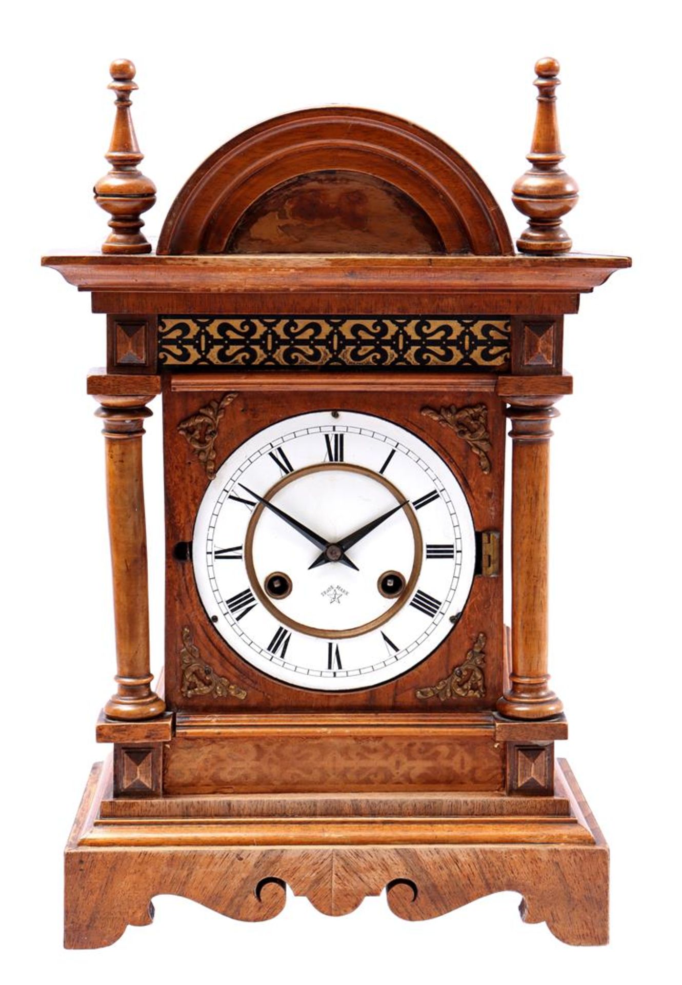 Table clock in walnut case, Junghans