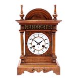 Table clock in walnut case, Junghans