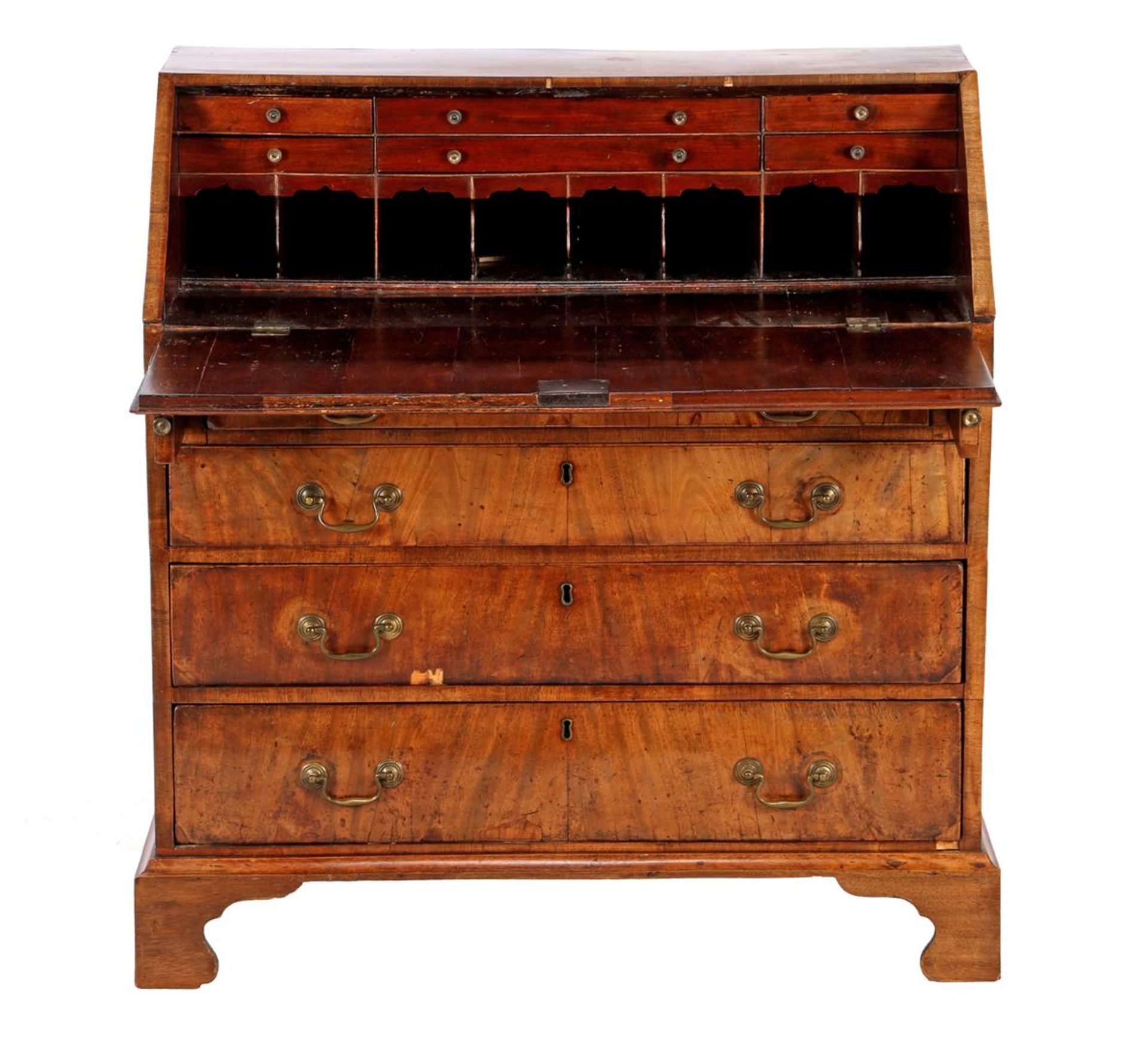 Mahogany veneer flap desk, 19th century