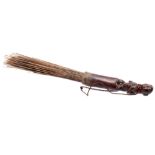 Hand broom, wooden handle in the shape