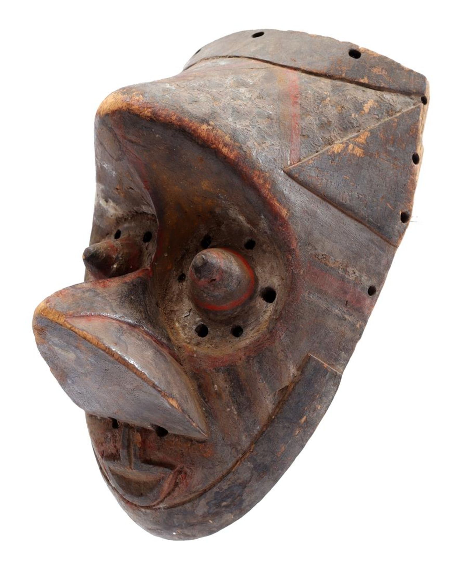 Wooden ceremonial mask with remains of polychrome - Bild 2 aus 3