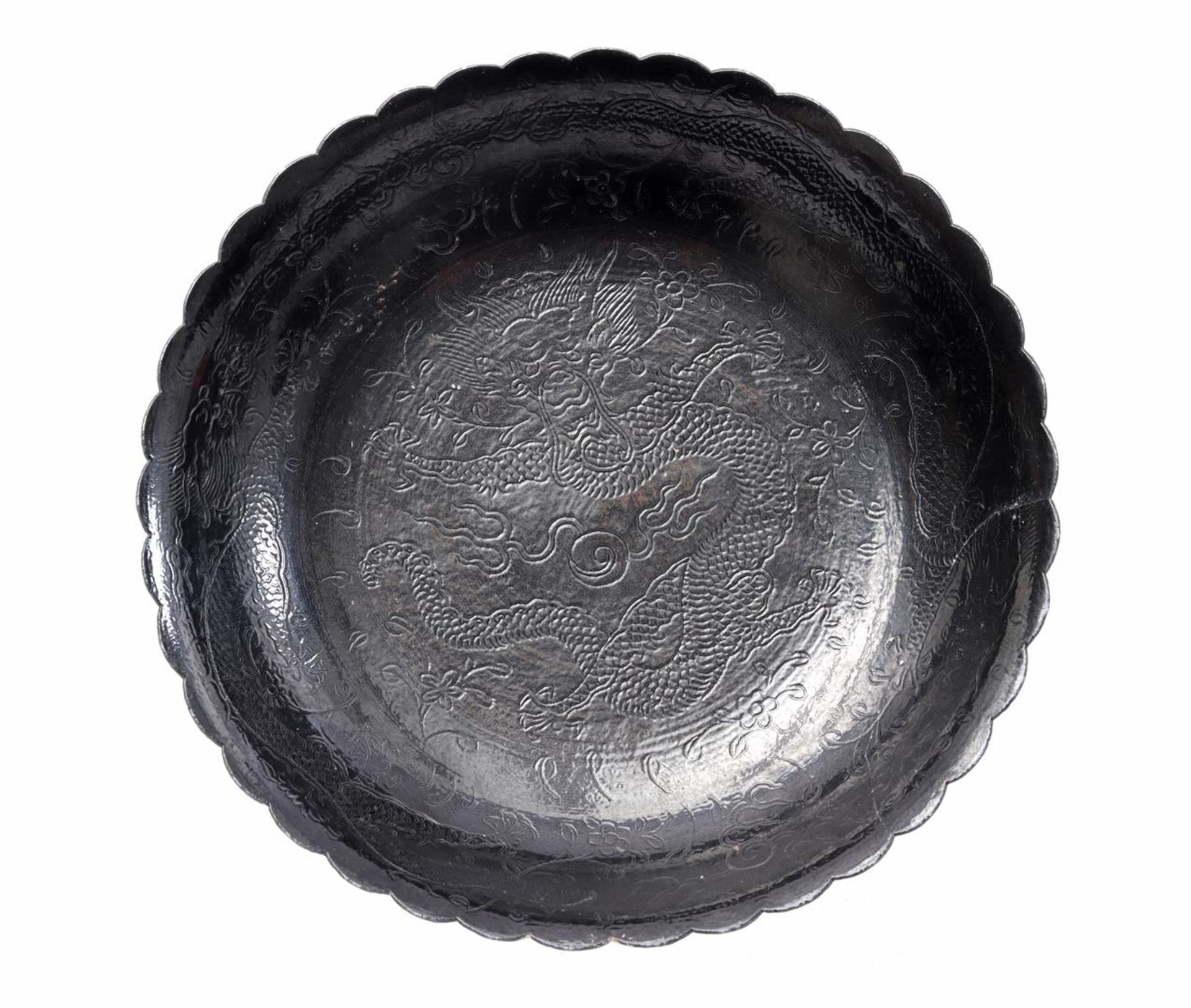 Porcelain monochrome black colored dish 